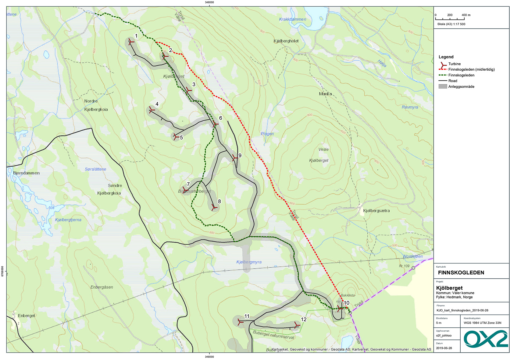 Bildet viser Finnskogleden på kartet